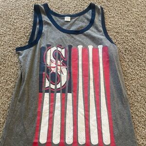 Unisex Seattle Mariners Grey Tank Top with Red & White Graphic